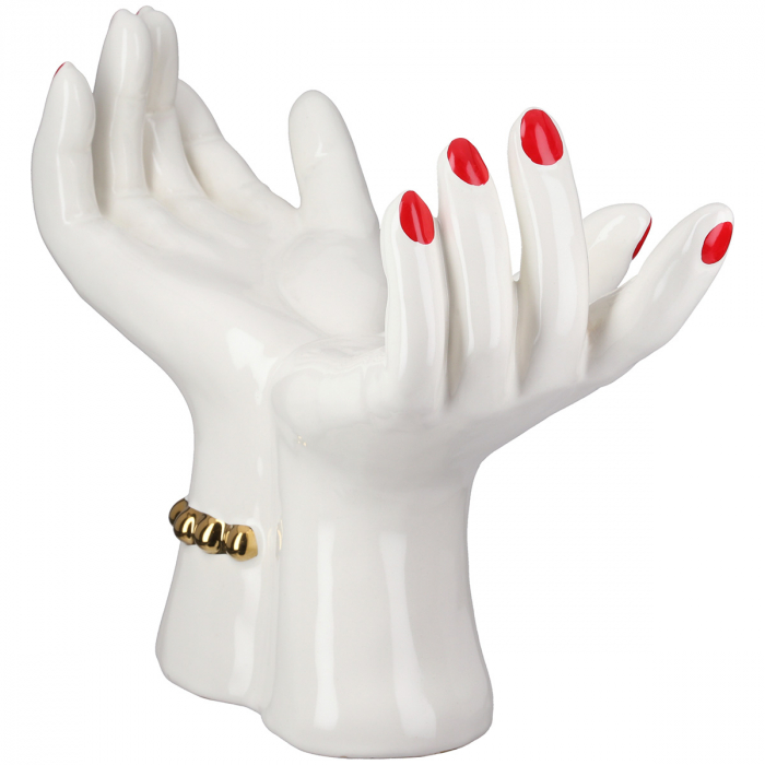Obiect decorativ, Mână, Motiv mână, Ceramică, alb, PU 1, L. 11 cm, L. 36 cm, H 22 cm [2]