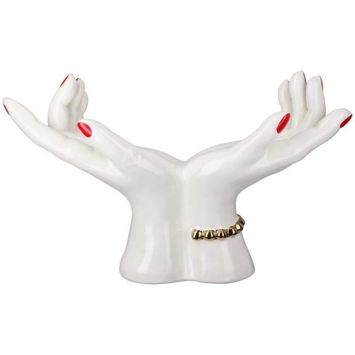 Obiect decorativ, Mână, Motiv mână, Ceramică, alb, PU 1, L. 11 cm, L. 36 cm, H 22 cm [3]