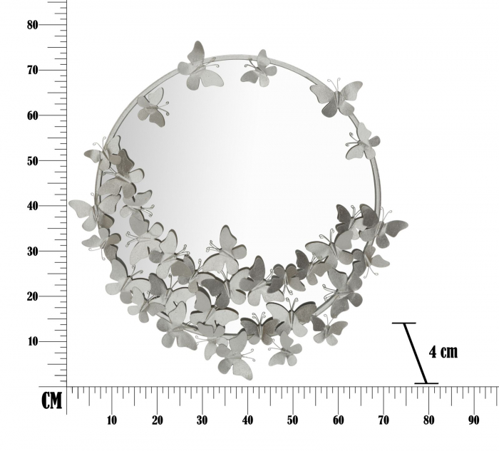 Oglinda Butterfly Silver, Metal/Oglinda, Argintiu, 74X4X75 cm [6]