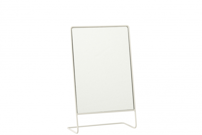 Oglinda cu picior, Otel Metal Fier, Alb, 22x11x36 cm