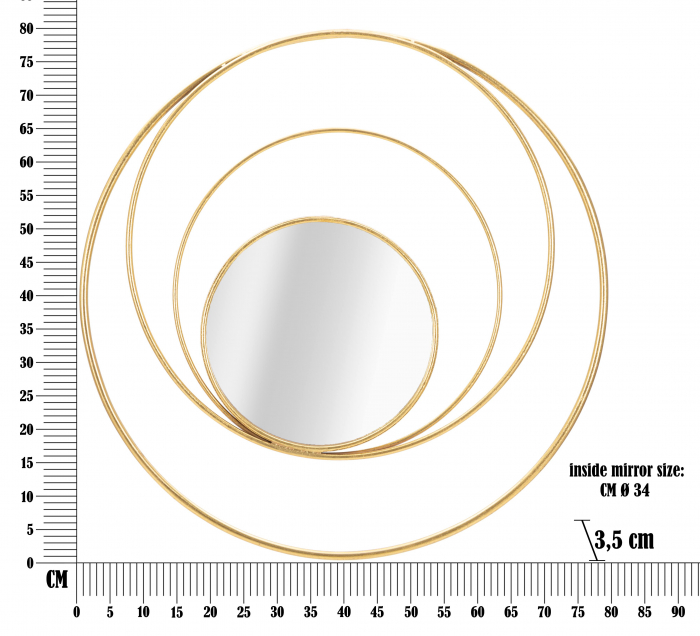Oglinda de perete Arc Glam, Fier/Oglinda/MDF, Auriu, 80x80x3.5 cm [6]