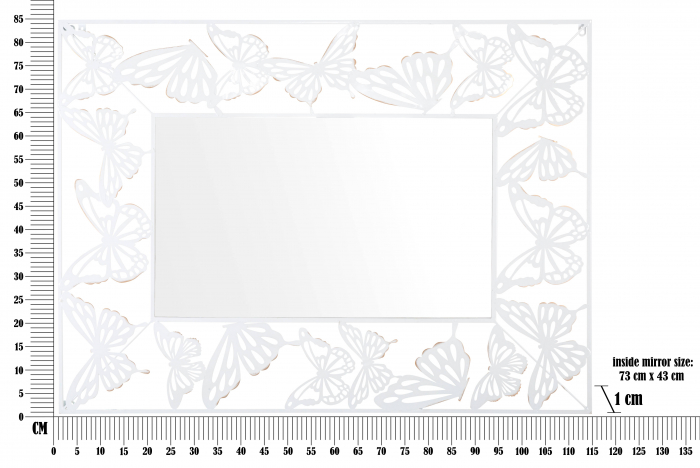 Oglinda de perete Butterfly, Fier/MDF/Oglinda, Alb, 115x85x1 cm [6]