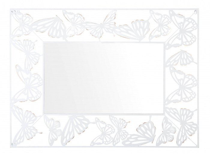 Oglinda de perete Butterfly, Fier/MDF/Oglinda, Alb, 115x85x1 cm [2]