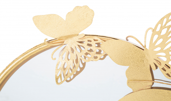 Oglinda de perete Double Farfalle, Fier/Oglinda/MDF, Auriu, 52.5x81x3 cm [3]