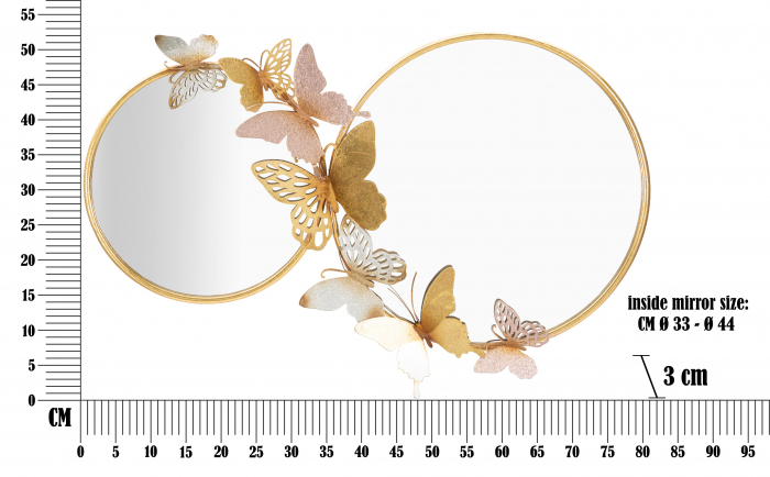 Oglinda de perete Double Farfalle, Fier/Oglinda/MDF, Multicolor, 52.5x81x3 cm [6]