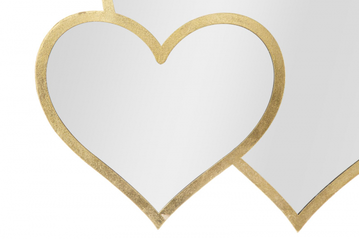 Oglinda de perete Double heart, fier/oglinda/MDF, auriu, 65X2X50 cm [4]