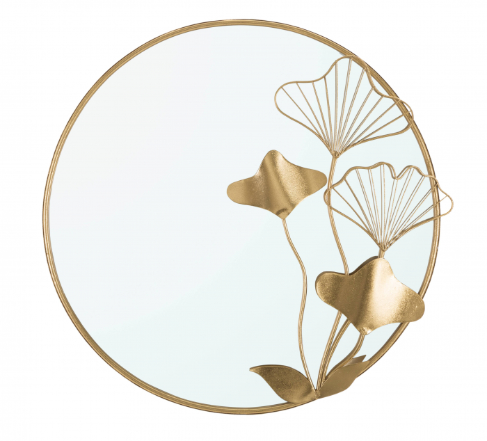 Oglinda de perete Flower, Fier/MDF/Oglinda, Auriu, 72x75x3,5 cm [2]
