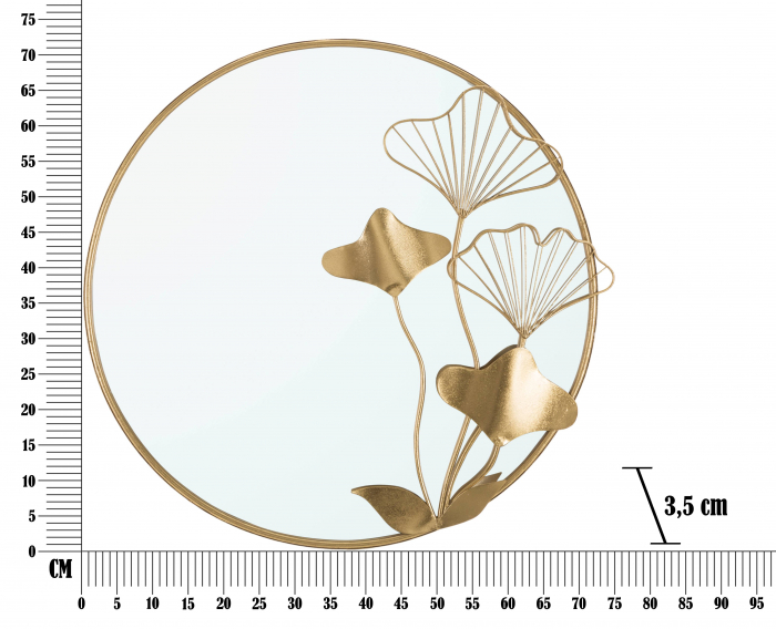 Oglinda de perete Flower, Fier/MDF/Oglinda, Auriu, 72x75x3,5 cm [6]