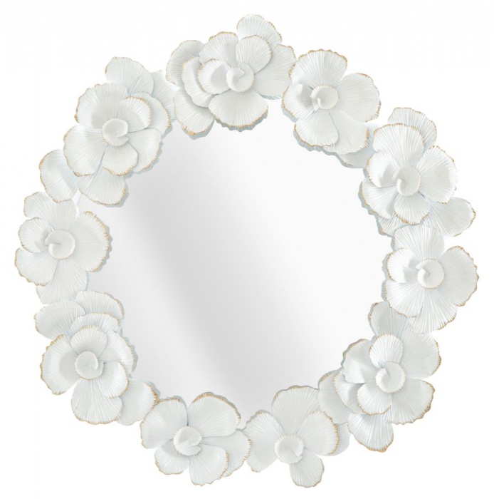 Oglinda de perete Flower,fier/oglinda/MDF, alb/auriu, 82X2.6X85.5 cm [2]