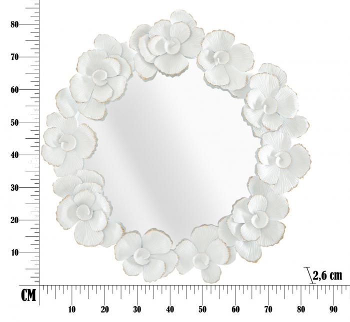 Oglinda de perete Flower,fier/oglinda/MDF, alb/auriu, 82X2.6X85.5 cm [3]