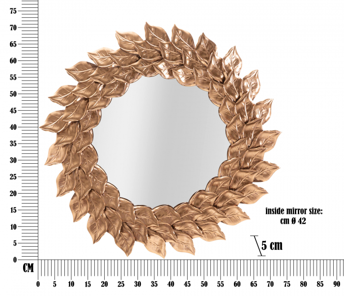 Oglinda de perete Glam Petal Rame, Fier/Oglinda/MDF, Aramiu, 73x73x5 cm [6]