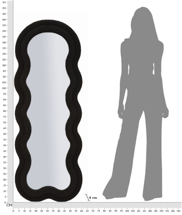 Oglinda de perete neagra, Teddy 60x4x160 cm (dimensiunea oglinzii 39x137 cm) [8]
