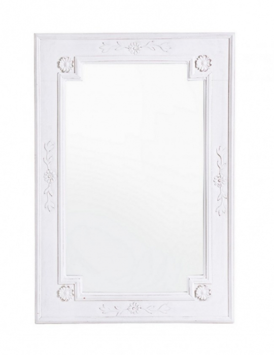 Oglinda dreptungiulara Daisy, Rama din Lemn, Alb, 55x1.8x80 cm