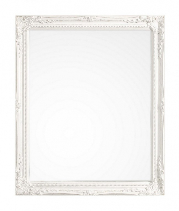 Oglinda dreptungiulara, Rama din Lemn, Alb, 36x3x46 cm 36x3x46