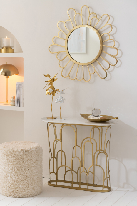 Oglinda Floare, Metal/Sticla, Auriu [1]