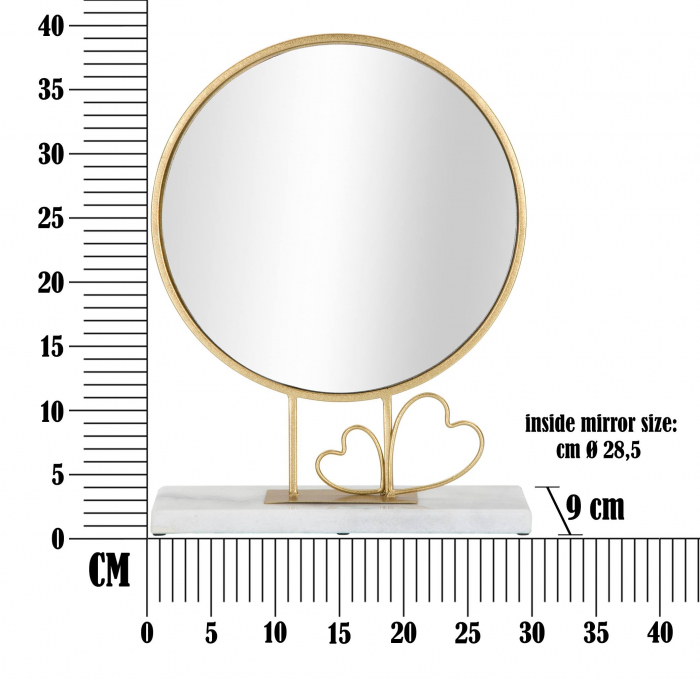 Oglinda Heart, Fier/MDF/Oglinda/Marmura, Auriu/Alb, 39.5x30x9 cm [6]