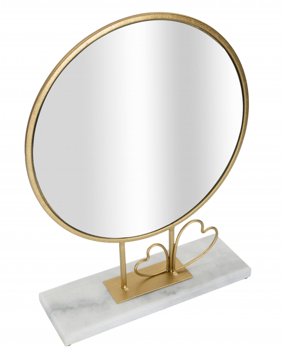 Oglinda Heart, Fier/MDF/Oglinda/Marmura, Auriu/Alb, 39.5x30x9 cm [3]