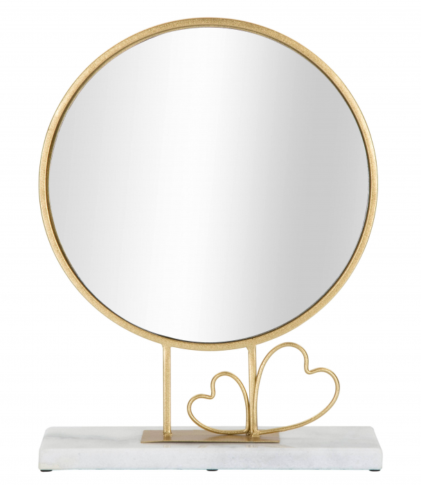 Oglinda Heart, Fier/MDF/Oglinda/Marmura, Auriu/Alb, 39.5x30x9 cm [2]