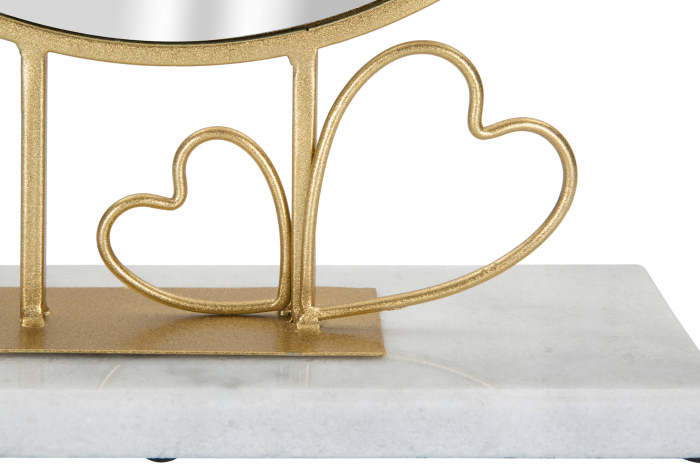 Oglinda Heart, Fier/MDF/Oglinda/Marmura, Auriu/Alb, 39.5x30x9 cm [4]