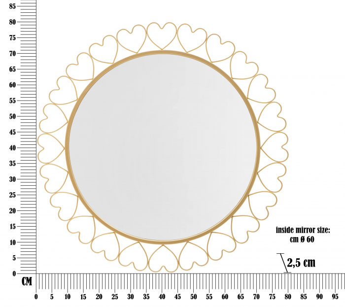 Oglinda Hearts, Fier/MDF/Oglinda, Auriu, 80x80x2.5 cm [6]