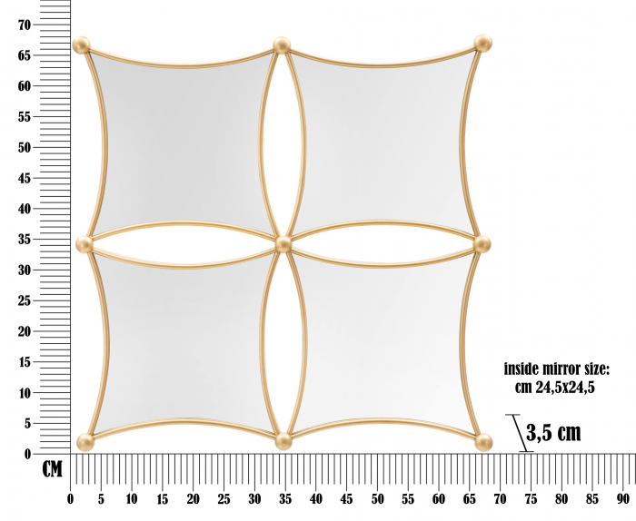 Oglinda Jalo, Fier/MDF/Oglinda, Auriu, 68x68x3.5 cm [6]