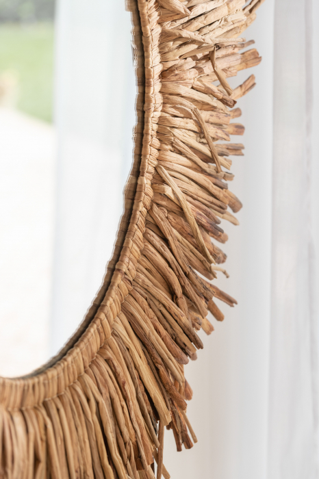 Oglinda Maurice, Bambus/Sticla, Natural, 104x104x8 cm [3]
