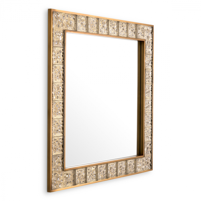 Oglindă, Mellot pătrată, finisaj din alamă cu aspect vintage, Dims: L. 110 | W. 110 | D. 5.5  (CM) [3]