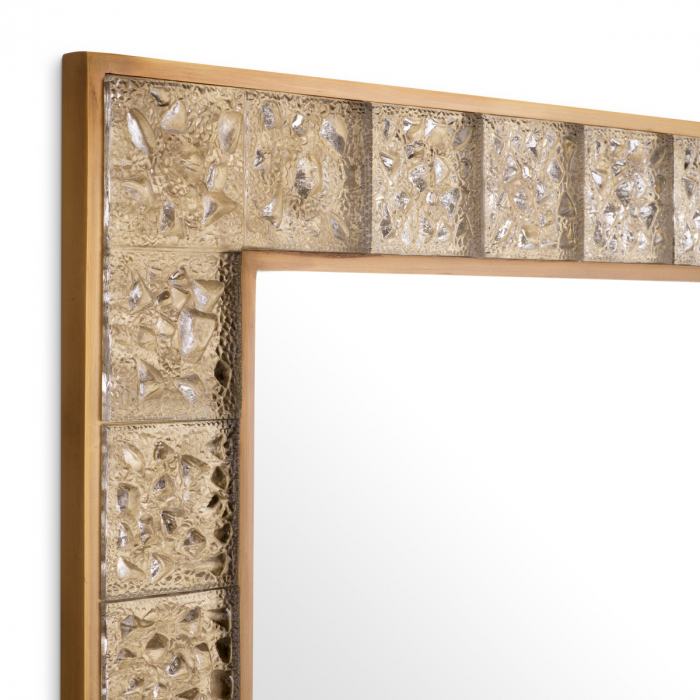 Oglindă, Mellot pătrată, finisaj din alamă cu aspect vintage, Dims: L. 110 | W. 110 | D. 5.5  (CM) [4]