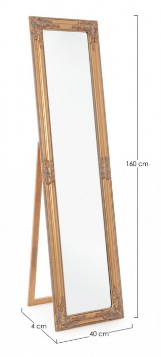 Oglinda Miro cu suport, Lemn/Sticla, Maro, 40x4x160 cm [2]