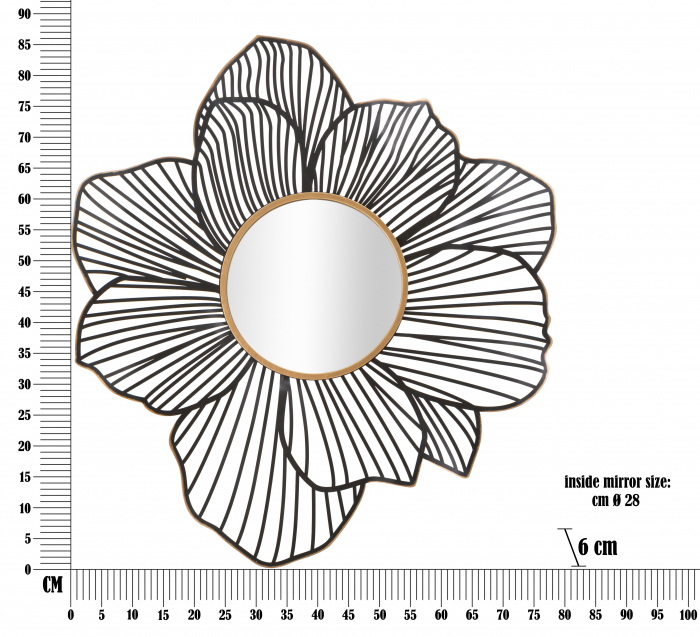 Oglinda Osaka, Fier/ MDF/Oglinda, Negru/ Auriu, 86.5x79x6 cm [6]