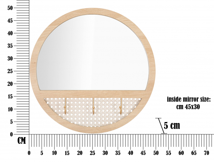 Oglinda pentru perete Fuji, Fier/Oglinda/MDF, Maro, 50x50x5 cm [6]