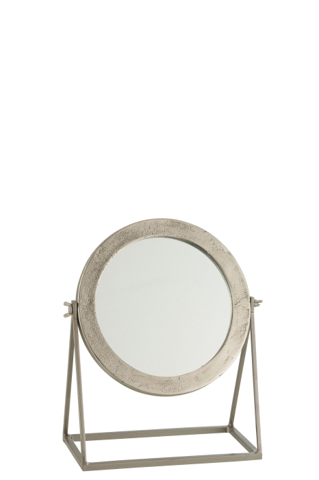 Oglinda Round, Metal, Argintiu, 34x29x15 cm [1]