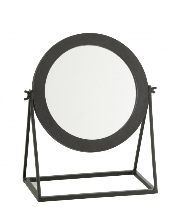 Oglinda Round, Metal, Negru, 34x29x15 cm