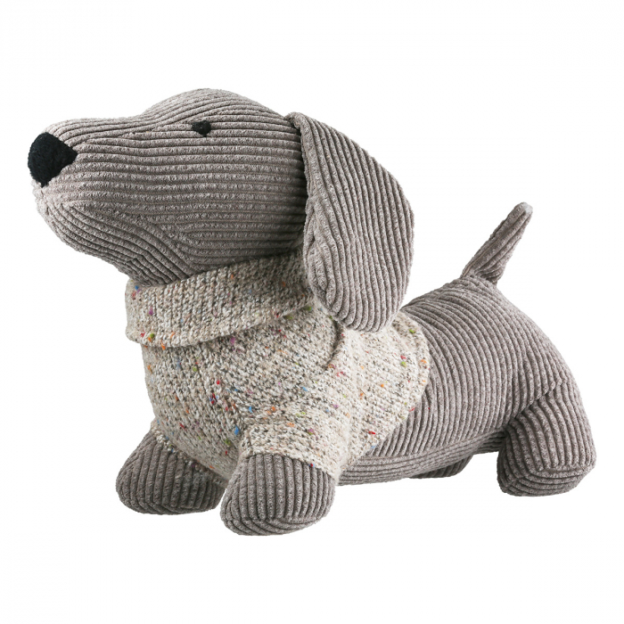 Opritor ușă, Câine, Bruno, Motiv Teckel, Poliester, gri, PU 3, L. 10 cm, L. 30 cm, H. 21 cm [1]