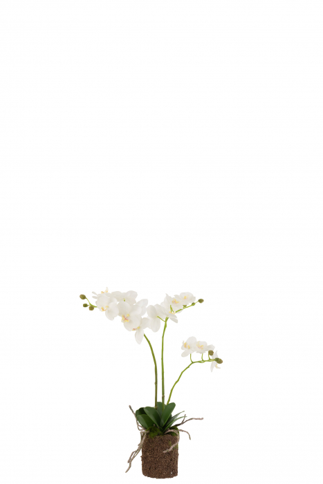 Orhidee artificiala, Textil, Alb, 30x15x52 cm