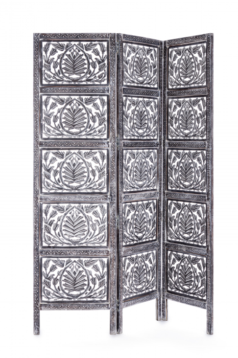 Paravan Darika, Lemn, Negru, 150×2.5×180 cm 150x2.5x180