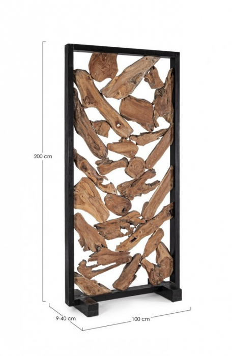 Paravan din lemn, lemn, maro, 100x9/40x200cm [2]