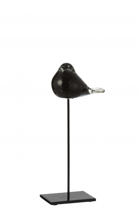 Decoratiune Bird, Sticla, Negru, 7x4x35 cm