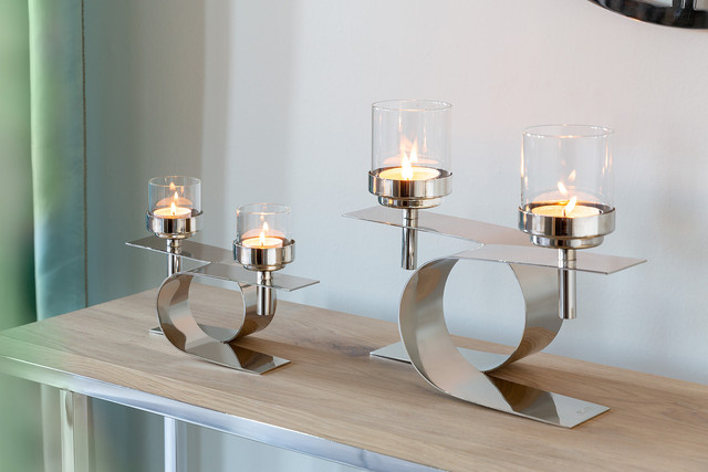 PASSIONA, Suport de lumanari pentru tea lights, inclusiv Pahare, nichel, 25x11x15,5 cm [3]