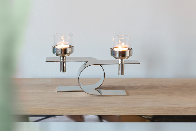PASSIONA, Suport de lumanari pentru tea lights, inclusiv Pahare, nichel, 25x11x15,5 cm [2]