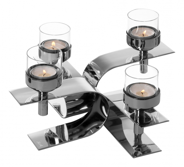 PASSIONA, Suport lumânare pentru tea lights, nichel, 30x30x12 cm [2]