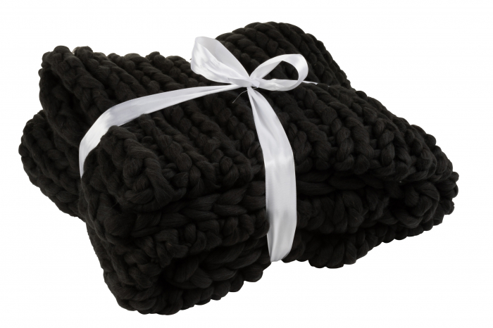 Patura impletita, Fibre textile, Negru, 152x127x0.5 cm [3]