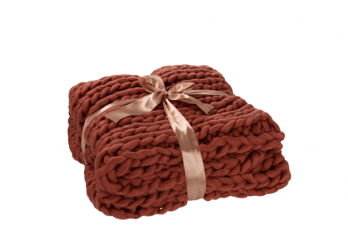Patura impletita, Fibre textile, Rosu, 152x127x0.5 cm [5]