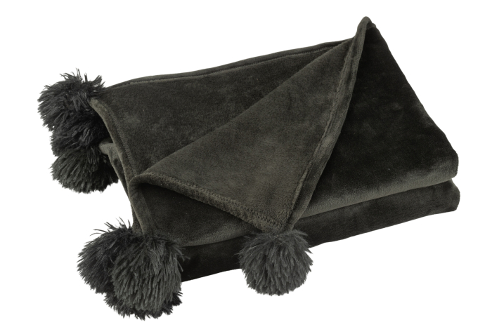 Patura plaid, Material sintetic, Negru, 170x130x1 [1]