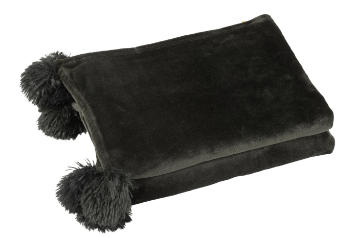 Patura plaid, Material sintetic, Negru, 170x130x1 [2]