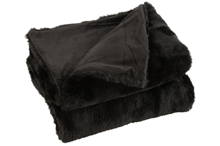 Patura plaid, Material sintetic, Negru, 180x130x3 [1]