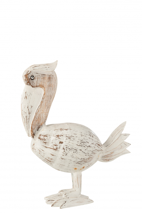 Figurina Pelican, Lemn, Alb , 33x17x49 cm