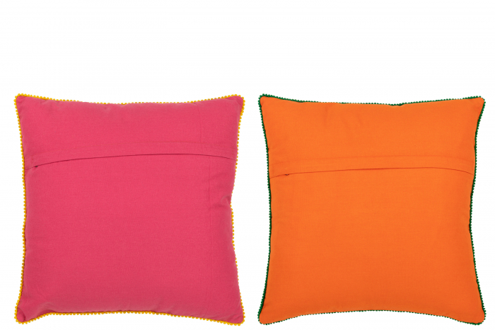 Perna Broderie Flori, Bumbac/Poliester, Portocaliu/Roz, sortiment de 2, L 45| W 45| H 2 cm [3]