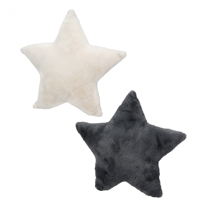 Pernă, Star, Plush, Pânză, crem, gri, PU 4, 2 buc. asortate, L. 13 cm, L. 45 cm, H. 43 cm [1]