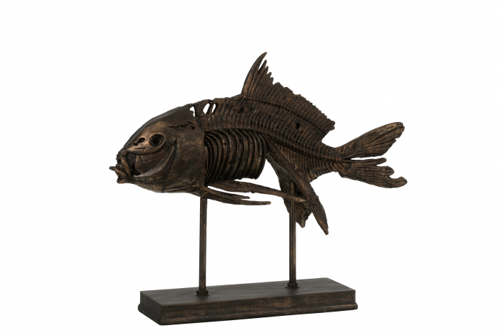 Decoratiune Peste, Compozit, Bronz, 43x12x35 cm